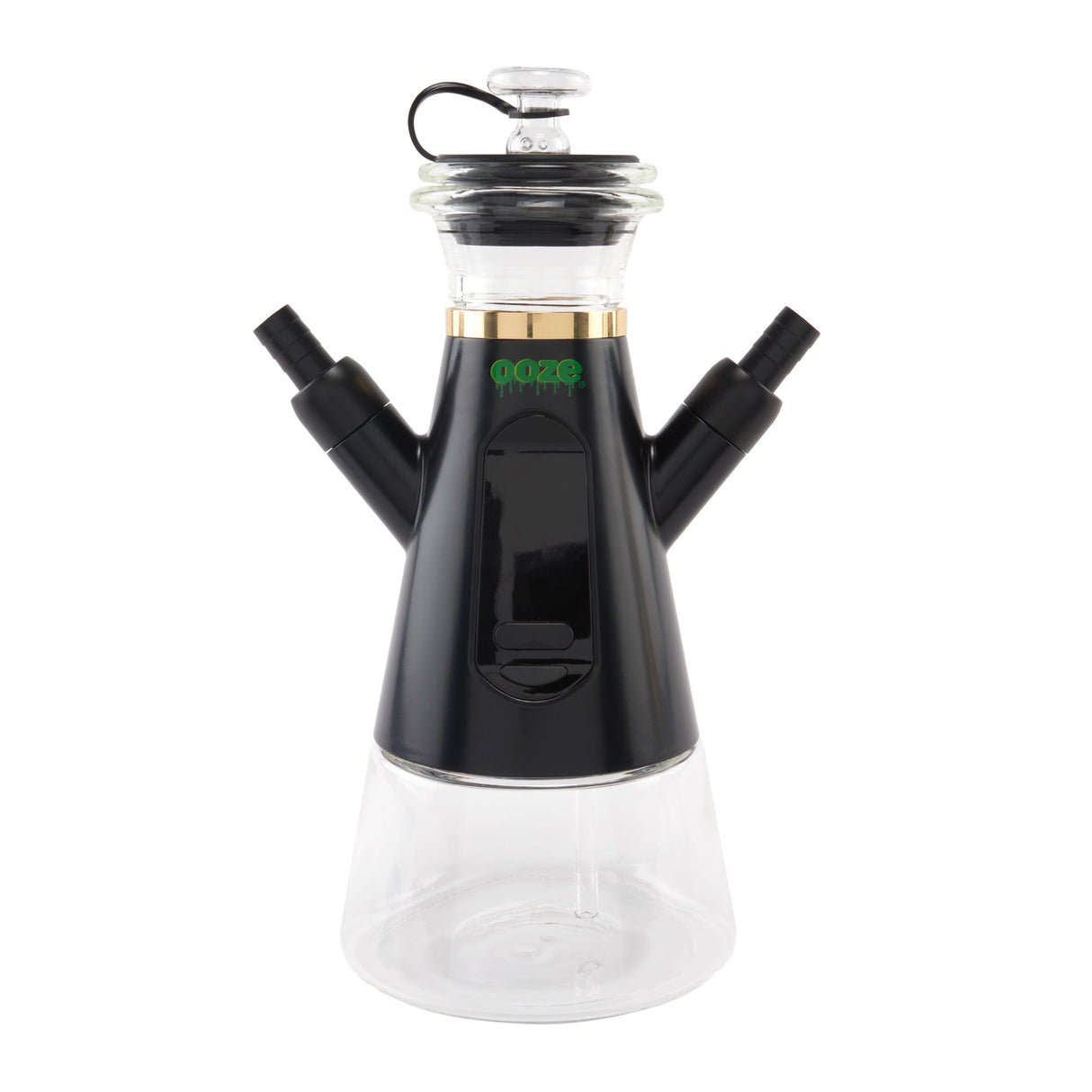 Black hookah dab rig facing forward without any hoses attached
