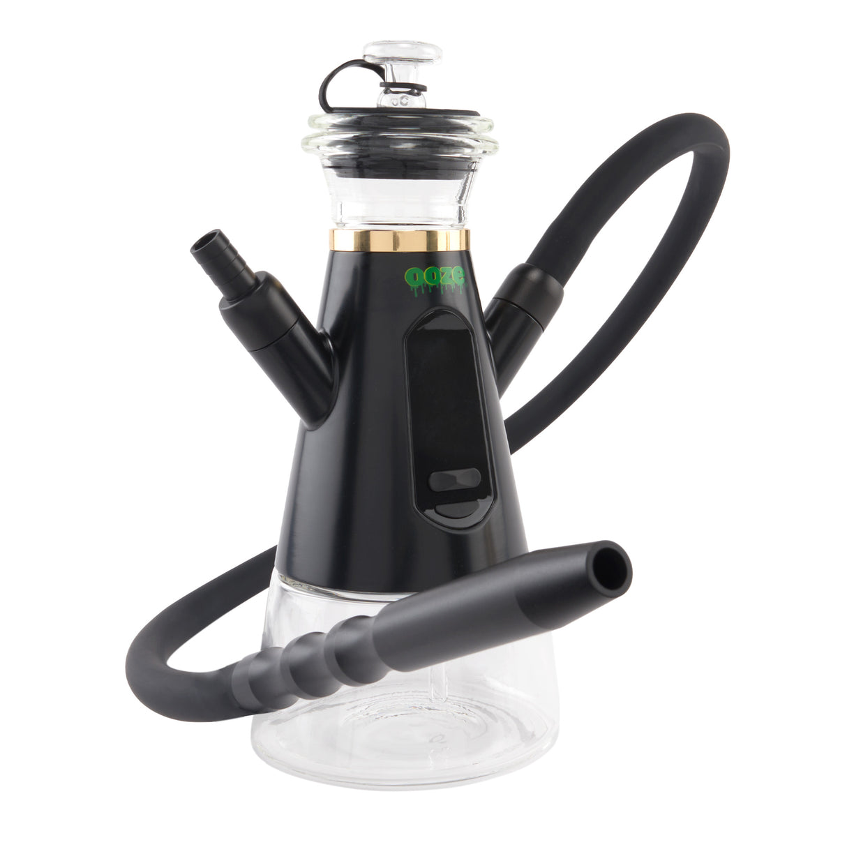 Black hookah dab rig with black hose attached