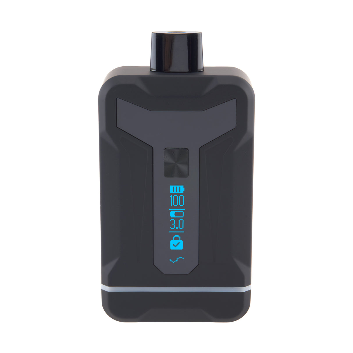 Front shot of Duet Black double cartridge vape with screen