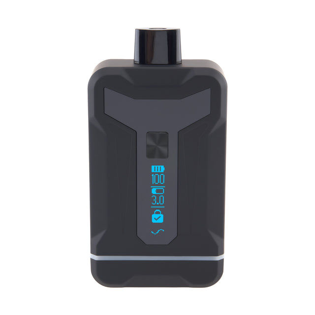 Front shot of Duet Black double cartridge vape with screen